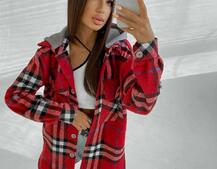 Кашемировая рубашка в клетку с капюшоном  | PUSHKA SHOP