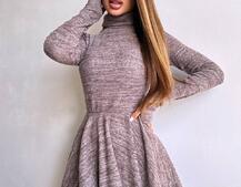 Трикотажна сукня міні із спідницею сонцем     | PUSHKA SHOP