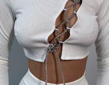 Комплект : штани кльош і топ декорований шнурком зі стразами  | PUSHKA SHOP