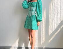 Сукня міні в квітковий принт + прозорий корсет  | PUSHKA SHOP