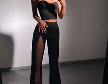 Комплект: корсет + штани із сіткою зі стразами  Комплект: корсет + штани із сіткою зі стразами  | PUSHKA SHOP