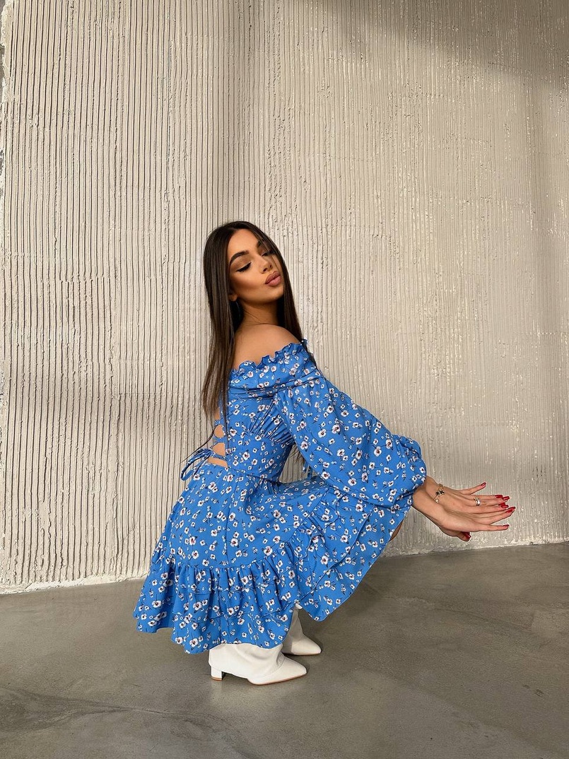 Сукня з воланами та шнурівкою  по спинці | PUSHKA SHOP