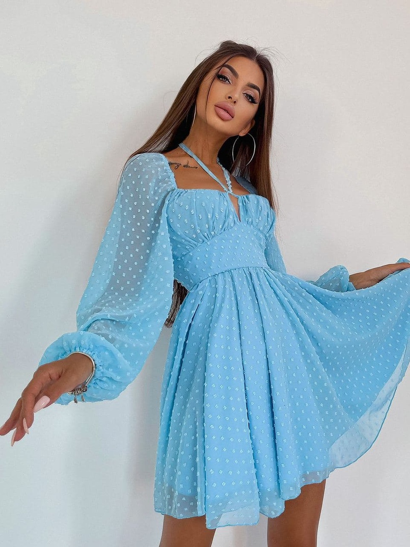 Шифоновое платье с завязками на груди  | PUSHKA SHOP