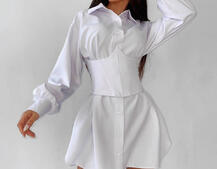 Платье-рубашка с корсетом на косточках и шнуровкой Платье-рубашка с корсетом на косточках и шнуровкой | PUSHKA SHOP