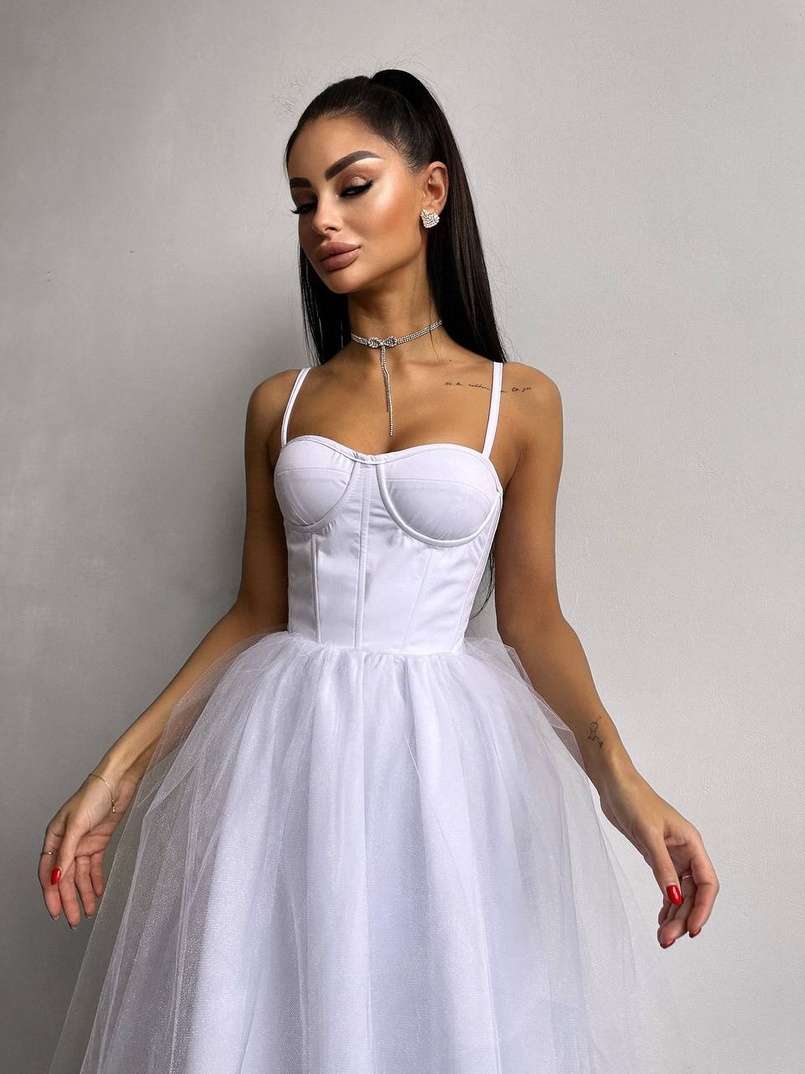 Сукня міді із чашечками з пишною спідницею | PUSHKA SHOP