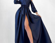 Шелковое платье макси с разрезом  | PUSHKA SHOP