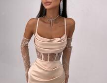 Комплект: корсет, декорований мереживом   + рукавички+ спідниця міні з драпіруванням   | PUSHKA SHOP