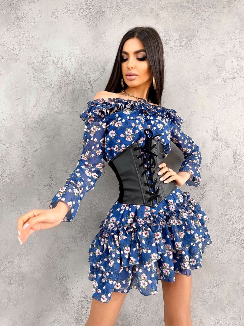 Шифоновое платье с рюшами на подкладке | PUSHKA SHOP