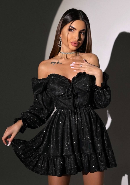 Блискуча сукня з чашечками та пишною спідницею | PUSHKA SHOP