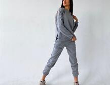Меланжевый комплект тройка: Свитшот, джоггеры и желетка | PUSHKA SHOP