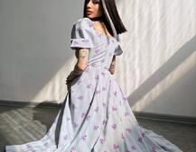 Сукня- міді  з квітковим принтом | PUSHKA SHOP