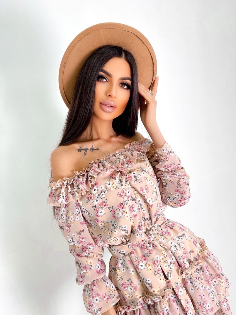 Шифоновое платье с рюшами на подкладке с корсетом Шифоновое платье с рюшами на подкладке с корсетом | PUSHKA SHOP