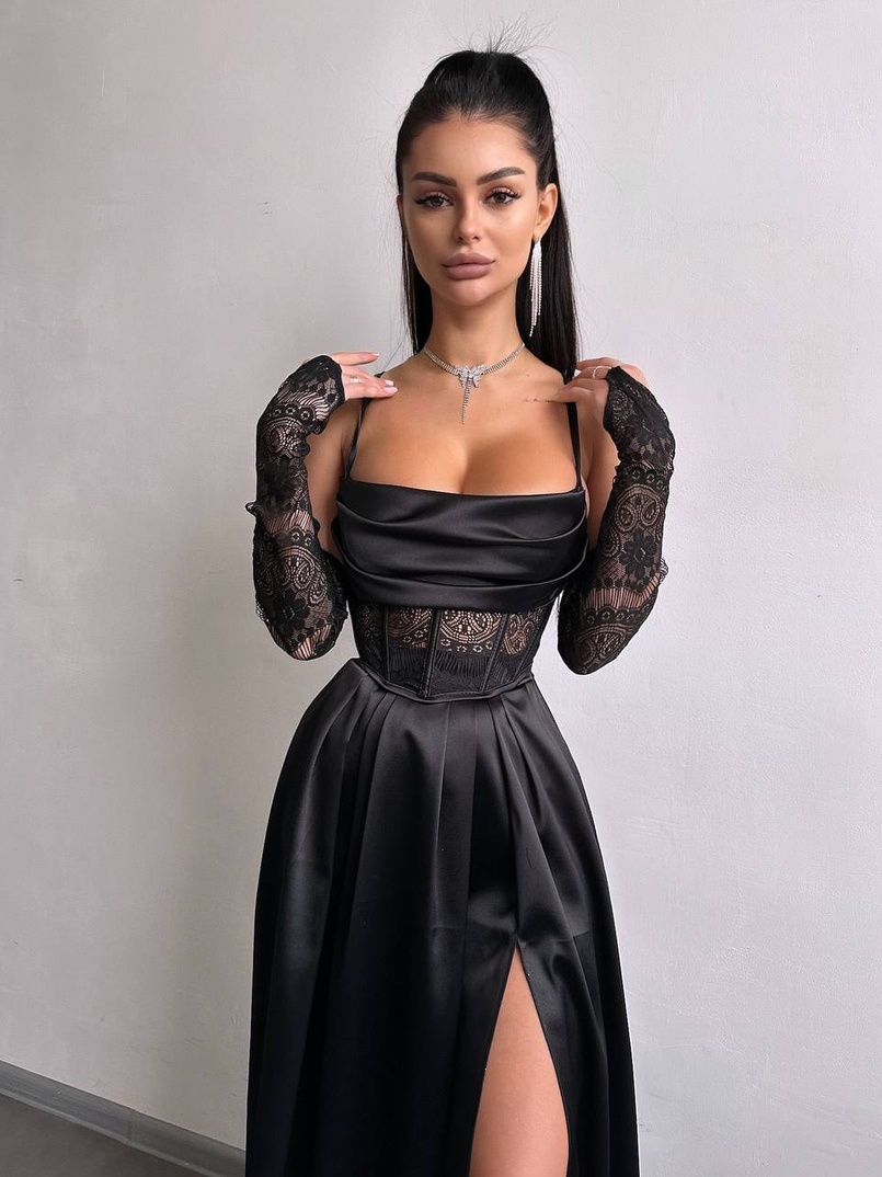 Атласний комплект: корсет + спідниця максі  | PUSHKA SHOP