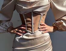 Комплект: корсет, декорований стразами + спідниця міні з драпіруванням   Ручна робота  | PUSHKA SHOP