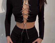 Костюм:  легінси та топ з шнурівкою зі страз | PUSHKA SHOP