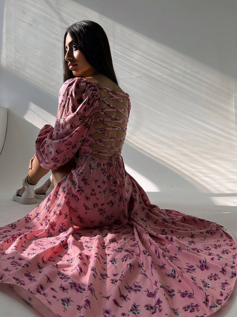 Платье миди со шнуровкой на спинке  Платье миди со шнуровкой на спинке  | PUSHKA SHOP