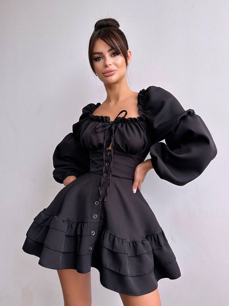 Сукня з воланами на ґудзиках  | PUSHKA SHOP