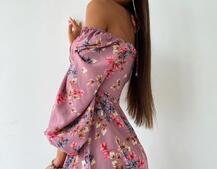 Цветочное платье миди с завязками на груди  | PUSHKA SHOP