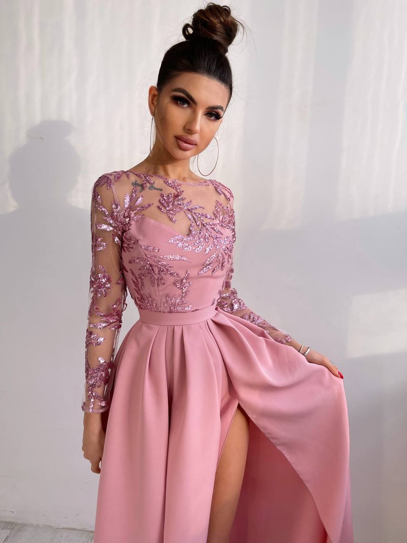 Сукня максі з паєтками та розрізом на спідниці | PUSHKA SHOP