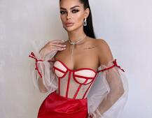 Атласний  комплект: корсет + спідниця  | PUSHKA SHOP