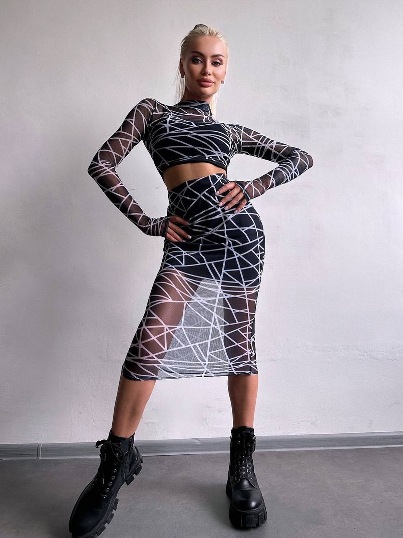 Комплект: топ + спідниця міді   Комплект: топ + спідниця міді   | PUSHKA SHOP