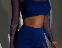 Комплект: топ + штани із сіткою зі стразами  | PUSHKA SHOP