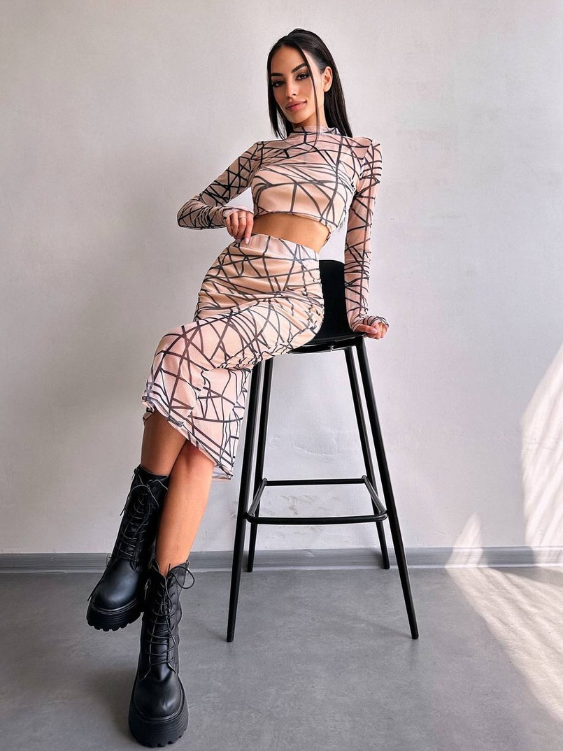 Комплект: топ + спідниця міді   Комплект: топ + спідниця міді   | PUSHKA SHOP