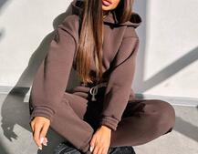 Базовий костюм на флісі з об'ємними капюшоном | PUSHKA SHOP