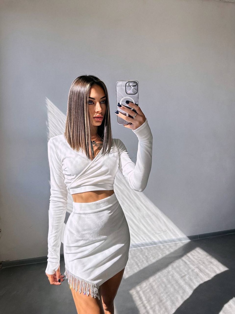 Оксамитовий комплект, декорований бахромою зі страз | PUSHKA SHOP