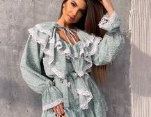 Сукня з квітковим принтом декорована мереживом    | PUSHKA SHOP