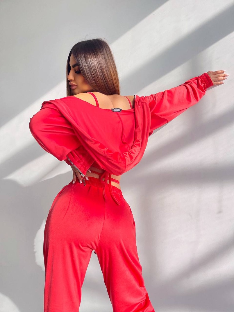 Велюровий комплект трійка: кофта + корсет з чашечками + джогери  | PUSHKA SHOP