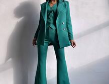 Костюм: піджак на підкладці, штани кльош+ жилет Костюм: піджак на підкладці, штани кльош+ жилет | PUSHKA SHOP