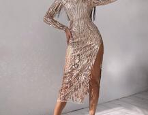 Сукня з візерунками з паєток та розрізом Сукня з візерунками з паєток та розрізом | PUSHKA SHOP