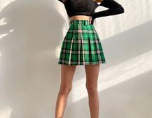 Комплект: трикотажный топ с чашечками push up + юбка в складку   Комплект: трикотажный топ с чашечками push up + юбка в складку   | PUSHKA SHOP