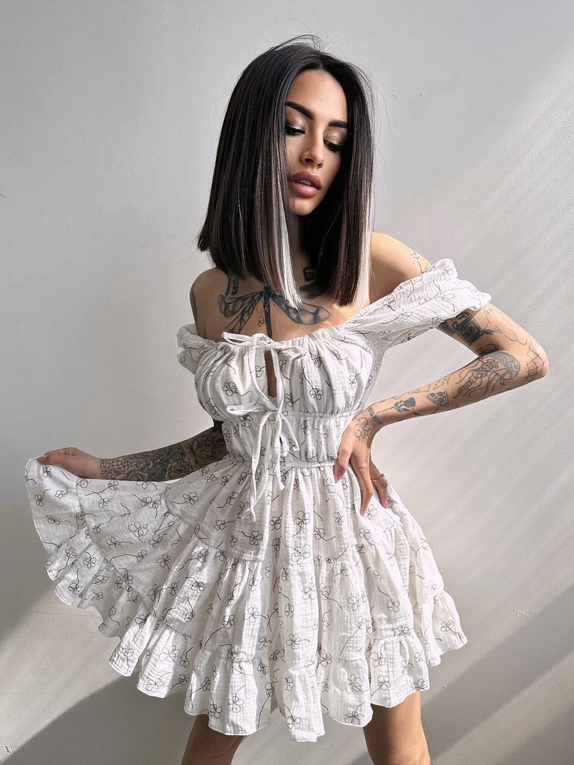 Муслинова сукня з принтом | PUSHKA SHOP