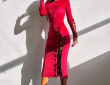 Оксамитова сукня міді зі шнурівкою | PUSHKA SHOP