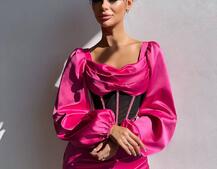 Комплект: корсет, декорований стразами + спідниця міні з драпіруванням   Ручна робота  | PUSHKA SHOP