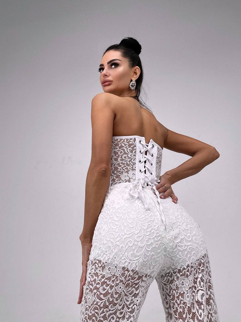 Комплект: мереживний корсет бюстьє + штани + піджак  | PUSHKA SHOP