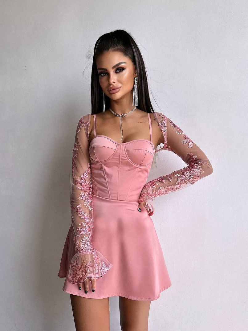 Атласна корсетна сукня-бюстьє + мереживне болеро | PUSHKA SHOP