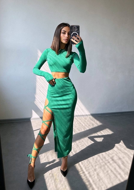 Комплект: топ + спідниця із зав‘язками на ніжку  | PUSHKA SHOP