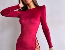 Оксамитова сукня  зі шнурівкою та підплічниками  | PUSHKA SHOP