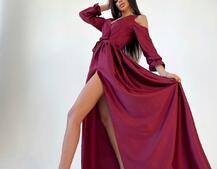 Шелковое платье макси с разрезом  Шелковое платье макси с разрезом  | PUSHKA SHOP