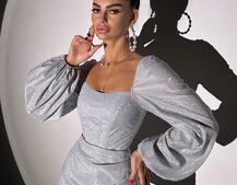 Сяючий комплект: корсет + спідниця міні з драпіруванням  | PUSHKA SHOP