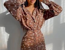 Платье-рубашка с присобранной юбкой  | PUSHKA SHOP