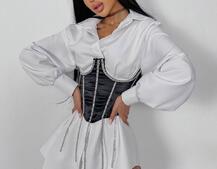 Приталена сорочка + корсет декорований стразами Ручна робота Приталена сорочка + корсет декорований стразами Ручна робота | PUSHKA SHOP