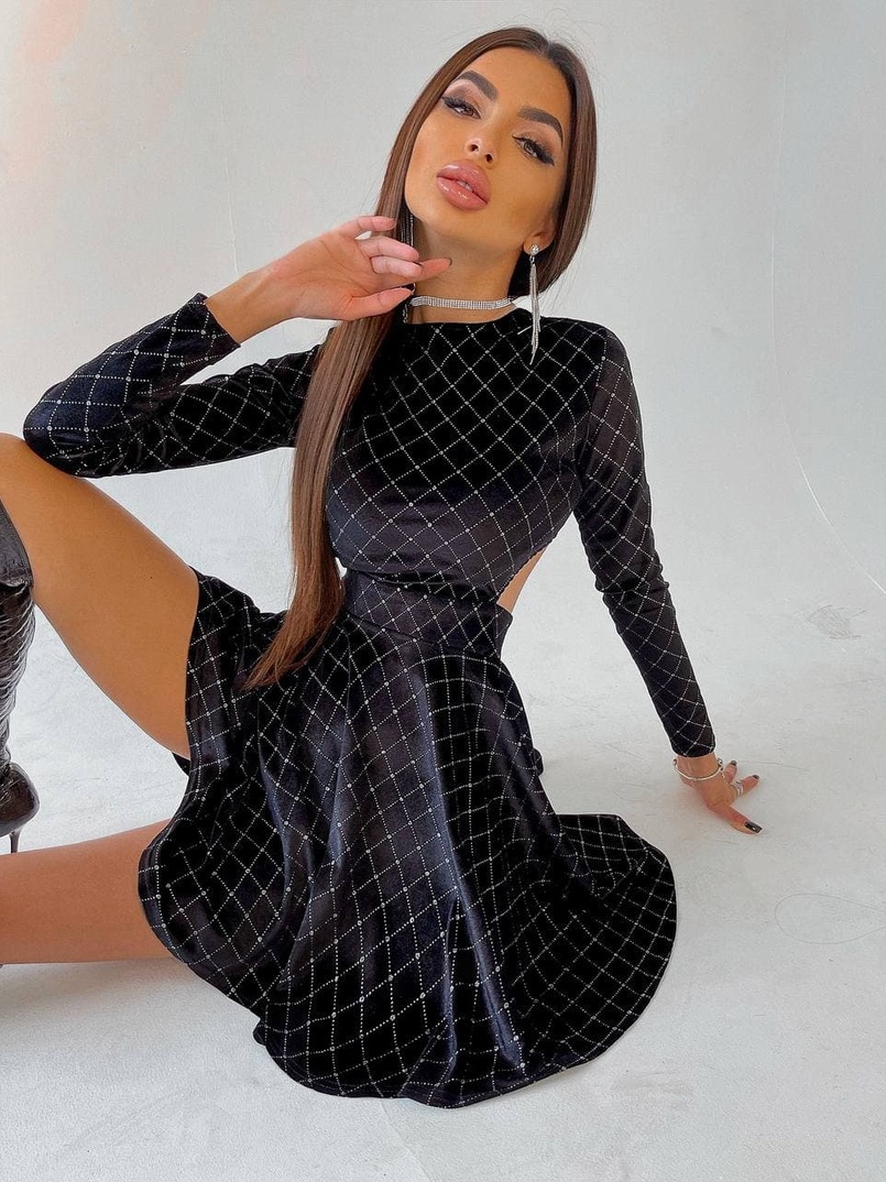 Бархатное платье с золотистым напылением  | PUSHKA SHOP