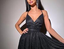 Блискуча сукня з пишною спідницею та шнурівкою на спинці | PUSHKA SHOP