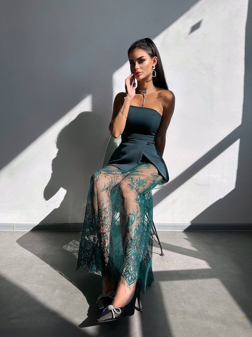 Комплект: піджак + блуза з баской + мереживна спідниця-шорти  | PUSHKA SHOP