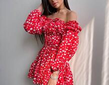 Квіткова сукня з воланами та шнуровкою по спинці | PUSHKA SHOP