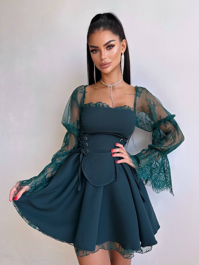 Сукня з корсетом декорована мереживом Сукня з корсетом декорована мереживом | PUSHKA SHOP